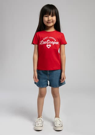 252 Lcg 242006 Kız Çocuk Kırmızı Baskılı T-shirt - 1