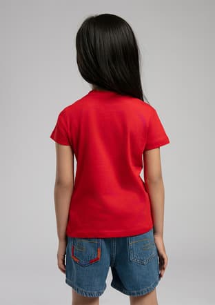 252 Lcg 242006 Kız Çocuk Kırmızı Baskılı T-shirt - 3
