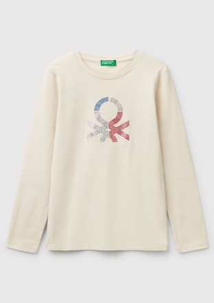 3I9Wc10My-25Y Kız Çocuk Bej Uzun Kol T-shirt - 1