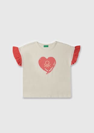 17087 Kız Çocuk Beyaz Basic T-shirt - 1