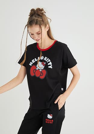 Roz-03 Kadın Siyah Baskılı T-shirt - 2