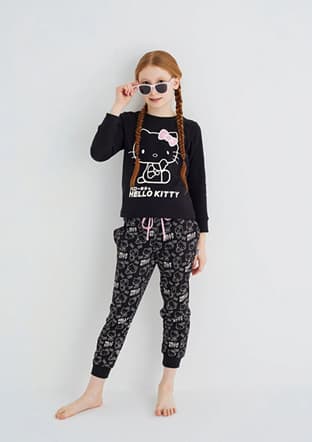 Roz-52 Kız Çocuk Siyah Pijama - 1