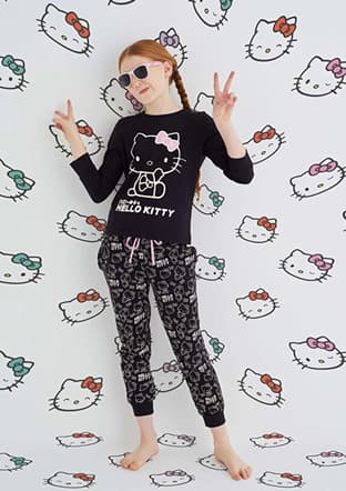Roz-52 Kız Çocuk Siyah Pijama - 2