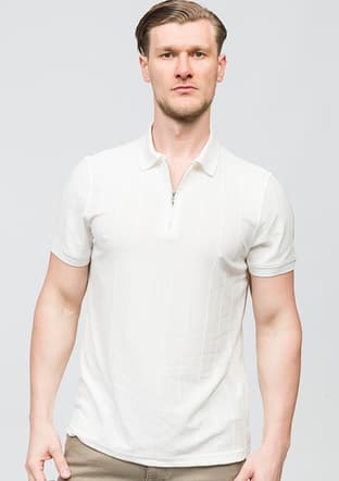 25Yjeeo04238 Erkek Beyaz Polo Yaka T-shirt - 1