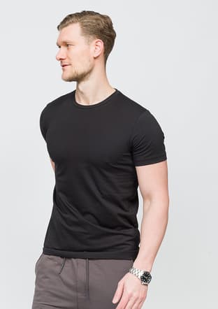 25Yjeeo04142 Erkek Siyah Bisiklet Yaka T-shirt - 2