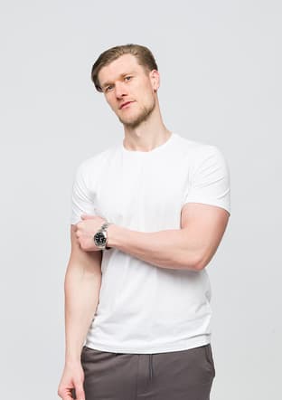 25Yjeeo04142 Erkek Beyaz Bisiklet Yaka T-shirt - 2