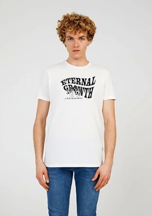 Tc7124 Erkek Beyaz Baskılı T-shirt - 1