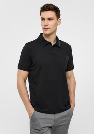 B34S10062 Erkek Siyah Polo Yaka T-shirt - 1