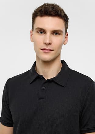 B34S10062 Erkek Siyah Polo Yaka T-shirt - 3