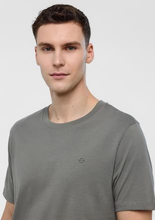 B34S10004 Erkek Gri Bisiklet Yaka T-shirt - 3