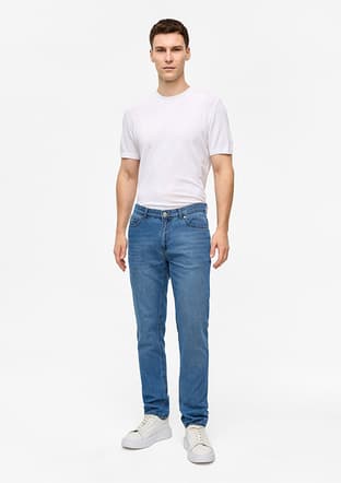 B34S35012 Erkek Mavi Jean Pantolon - 1