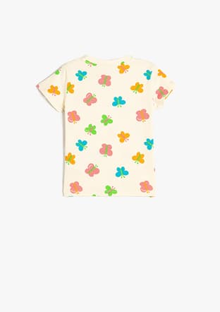 5Smg10018Ak Kız Bebek Bej Baskılı T-shirt - 2