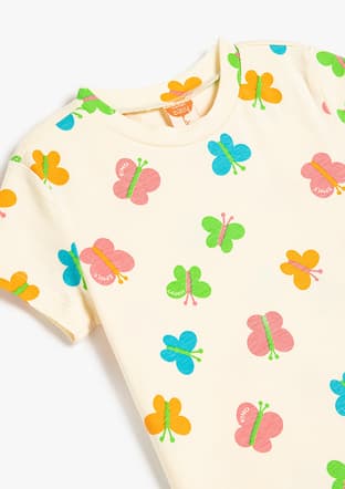 5Smg10018Ak Kız Bebek Bej Baskılı T-shirt - 3