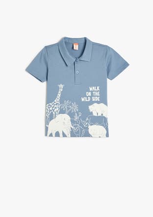 5Smb10077Tk Erkek Bebek Mavi Polo Yaka T-shirt - 1
