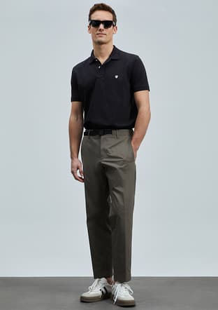 111040206 Erkek Siyah Polo Yaka T-shirt - 1