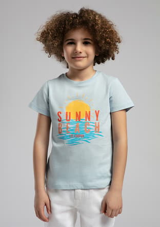 252 Lcb 242005 Erkek Çocuk Mavi Baskılı T-shirt - 2