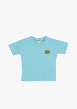 5Smb10016Tk Erkek Bebek Mavi Bisiklet Yaka T-shirt - 1