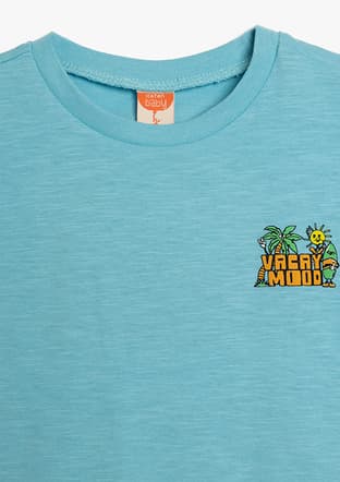 5Smb10016Tk Erkek Bebek Mavi Bisiklet Yaka T-shirt - 3