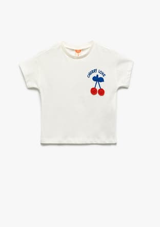 5Smg10052Ak Kız Bebek Beyaz Bisiklet Yaka T-shirt - 1