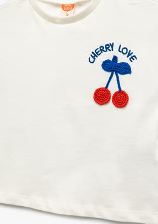 5Smg10052Ak Kız Bebek Beyaz Bisiklet Yaka T-shirt - 3