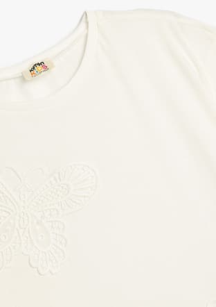 5Skg10090Ak Kız Çocuk Beyaz Bisiklet Yaka T-shirt - 3