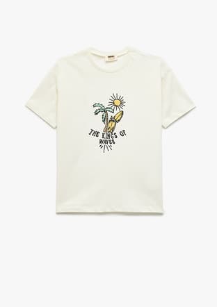 5Skb10123Tk Erkek Çocuk Beyaz Bisiklet Yaka T-shirt - 1