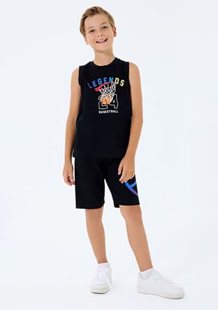 Rp3761-2 Erkek Çocuk Siyah Şort - 1