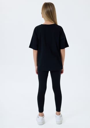 Us2523-4 Kız Çocuk Siyah T-shirt - 2