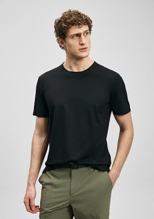 111020323 Erkek Siyah Bisiklet Yaka T-shirt - 3