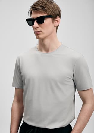 111020323 Erkek Bej Bisiklet Yaka T-shirt - 3