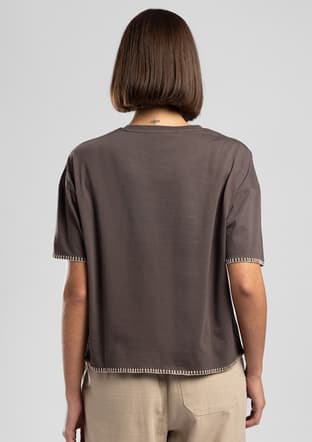 262 Lcf 242023 Kadın Kahverengi O Yaka T-shirt - 2
