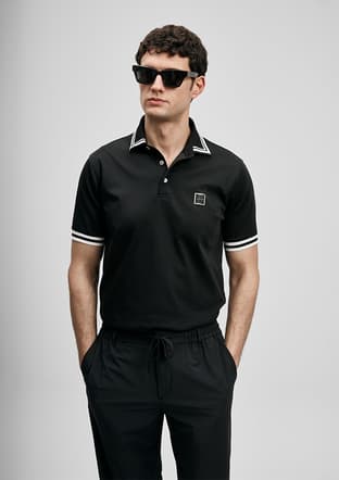 111040237 Erkek Siyah Polo Yaka T-shirt - 1