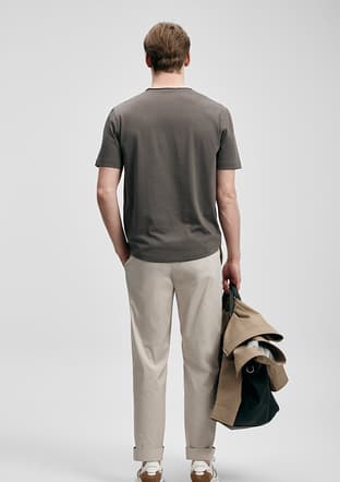 111020312 Erkek Bej Baskılı T-shirt - 2