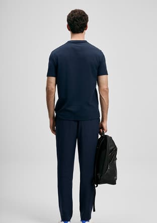 111020311 Erkek Lacivert Baskılı T-shirt - 2