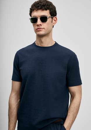 111020311 Erkek Lacivert Baskılı T-shirt - 3