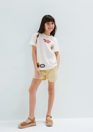 M7610435-70057 Kız Çocuk Beyaz Baskılı T-shirt - 2