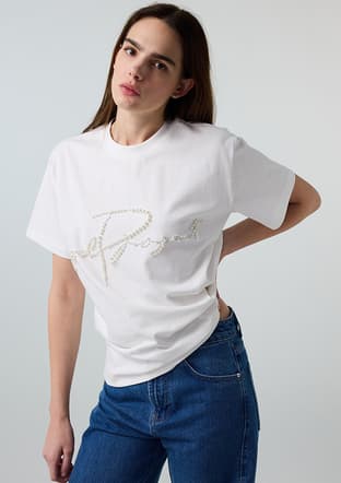 Is1260070145 Kadın Beyaz Baskılı T-shirt - 1