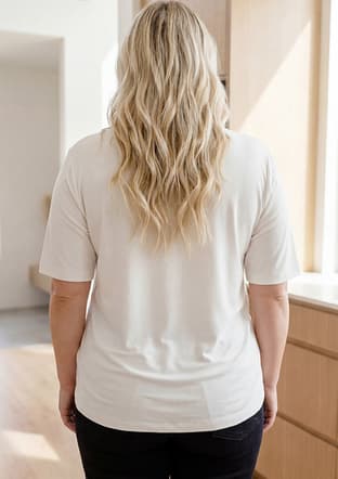 O6900 Kadın Beyaz Basic T-shirt - 3