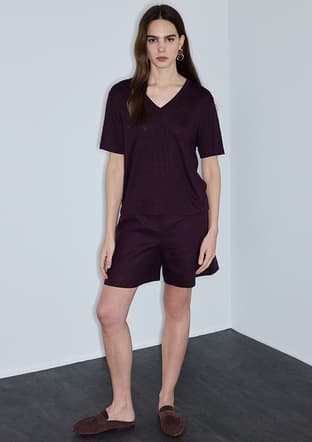 Is1260070177 Kadın Mor V Yaka T-shirt - 3