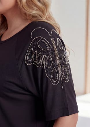 O6900 Kadın Siyah Basic T-shirt - 2