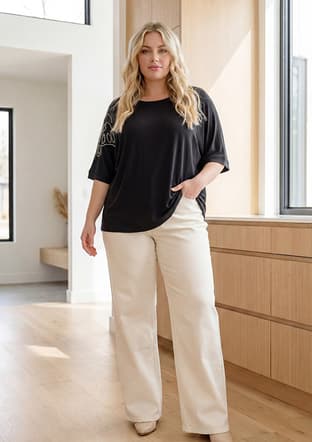 O6900 Kadın Siyah Basic T-shirt - 3