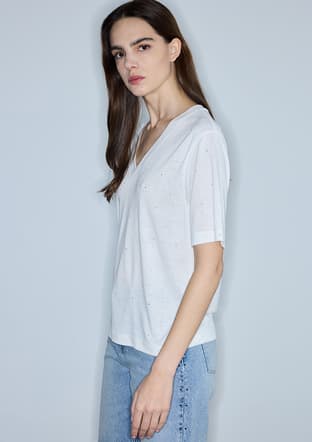 Is1260070177 Kadın Beyaz V Yaka T-shirt - 3