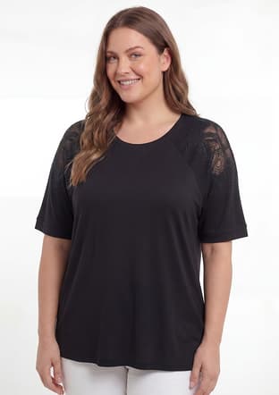 O6898 Kadın Siyah Basic T-shirt - 1