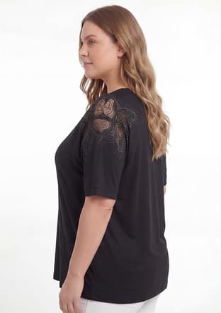 O6898 Kadın Siyah Basic T-shirt - 3