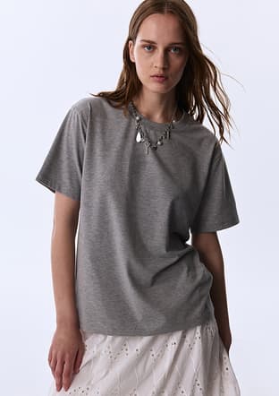 Ts1260070339 Kadın Gri Kısa Kol T-shirt - 1