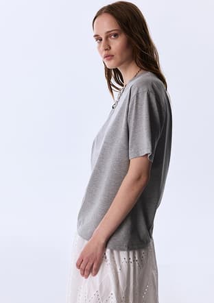 Ts1260070339 Kadın Gri Kısa Kol T-shirt - 3