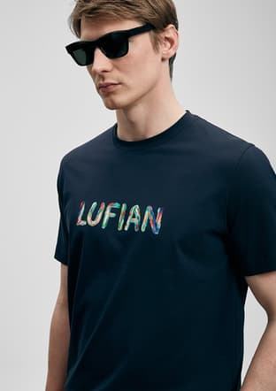 111020317 Erkek Lacivert Baskılı T-shirt - 3