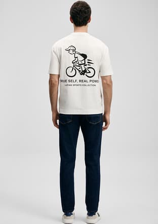 111020283 Erkek Beyaz Baskılı T-shirt - 2