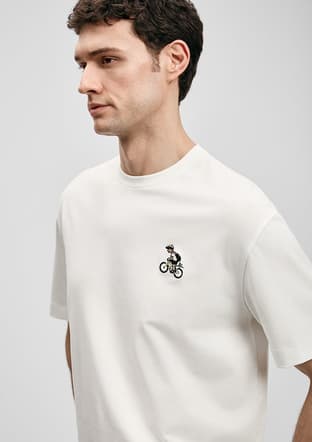 111020283 Erkek Beyaz Baskılı T-shirt - 3