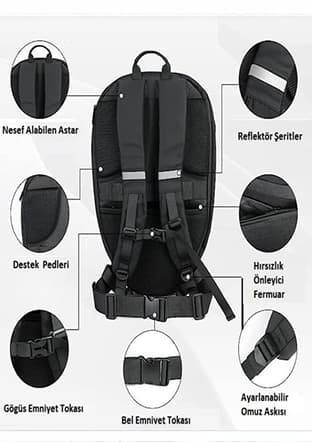 7896376244130 Unisex Yetişkin Siyah Sırt Çantası - 3
